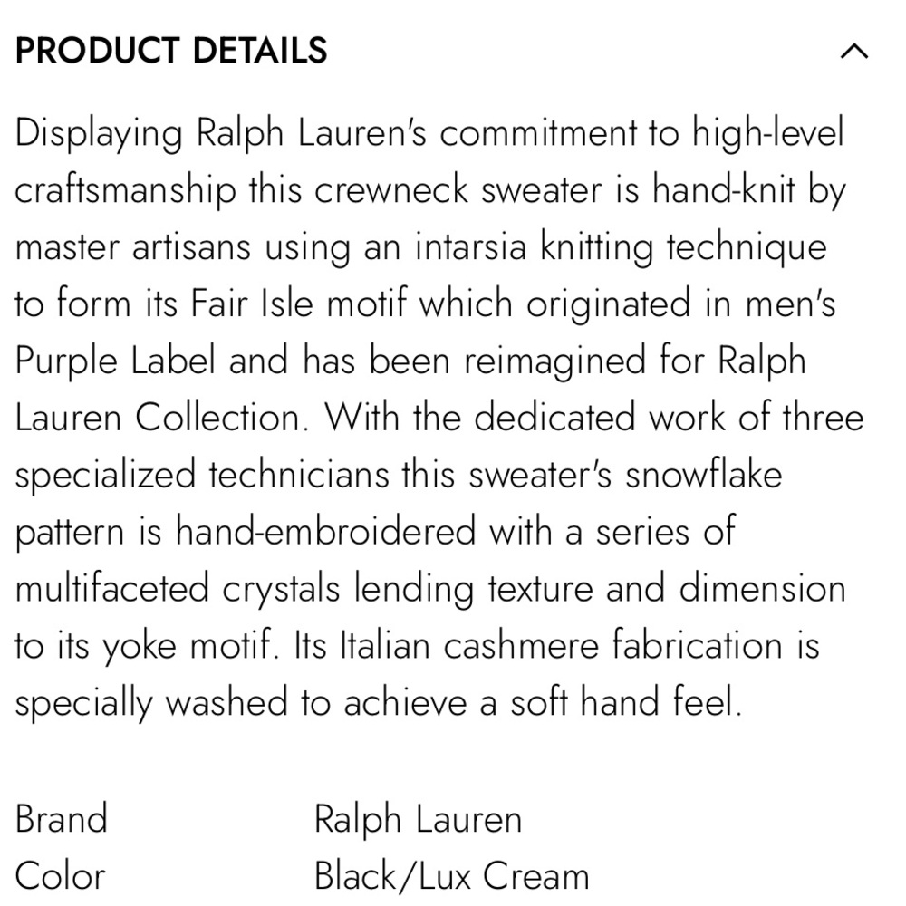 Ralph Lauren Purple Label Hand Knit Embellished 100% Cashmere Fair Isle Sweater - Picture 16 of 16